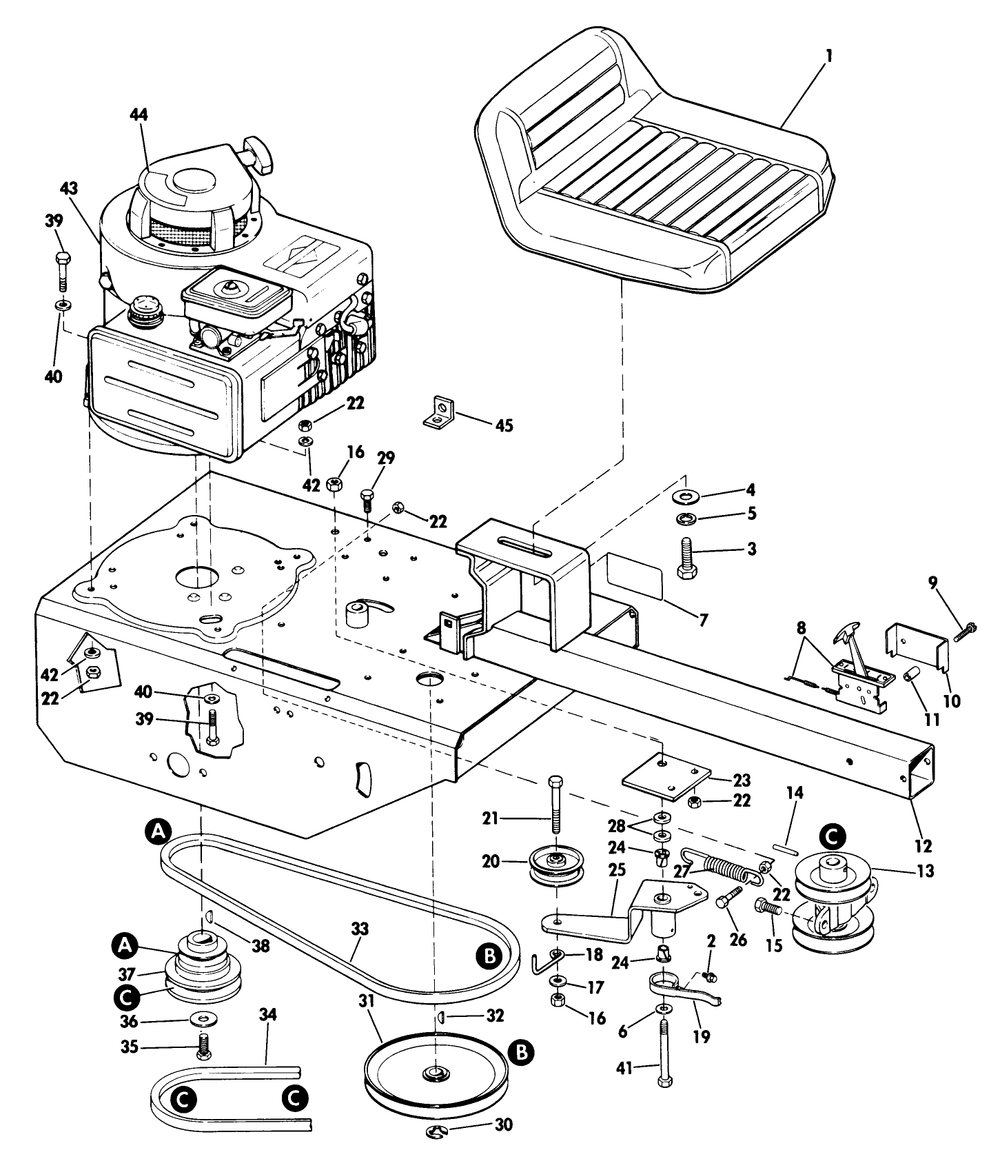 Riding Mower Rear End Diagram and Parts List for 2680A (200000001-299999999)(1972) Lawn Boy Snow Blower
